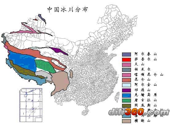 课外阅读 科普地理 中国现代冰川分布           天山是横亘亚洲中部