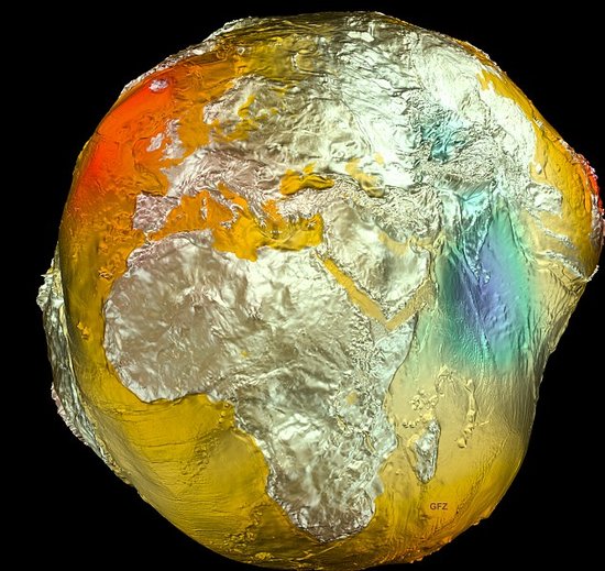 气候实验卫星(grace)"的观测数据演示了改变地球引力的冰层融化3d模型
