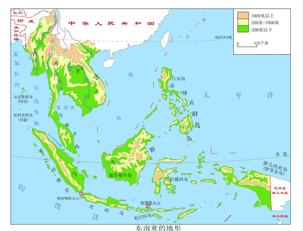 2013高考地理重点地图:东南亚地形图_地理学科网