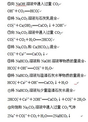 钠及其化合物方程式书写