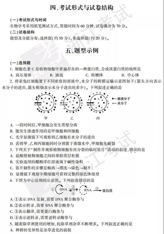 浙江省2018年6月学考说明
