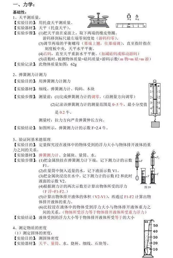 初中物理必会实验方法与初中物理必考的15个实验