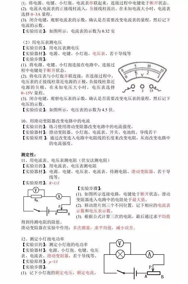 初中物理必会实验方法与初中物理必考的15个实验