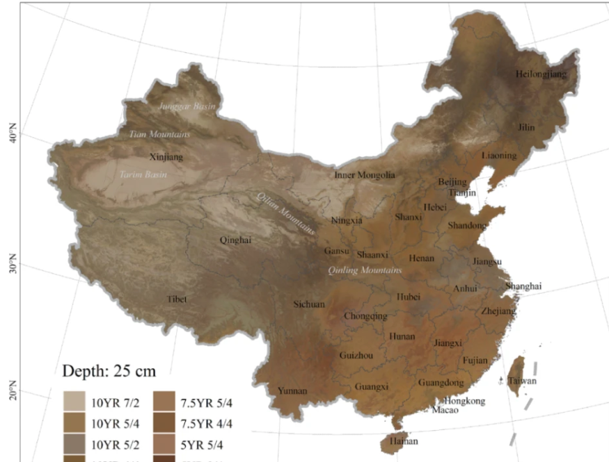 首幅土壤颜色地图描绘“中国肤色” 来看看你的家乡是什么色号!