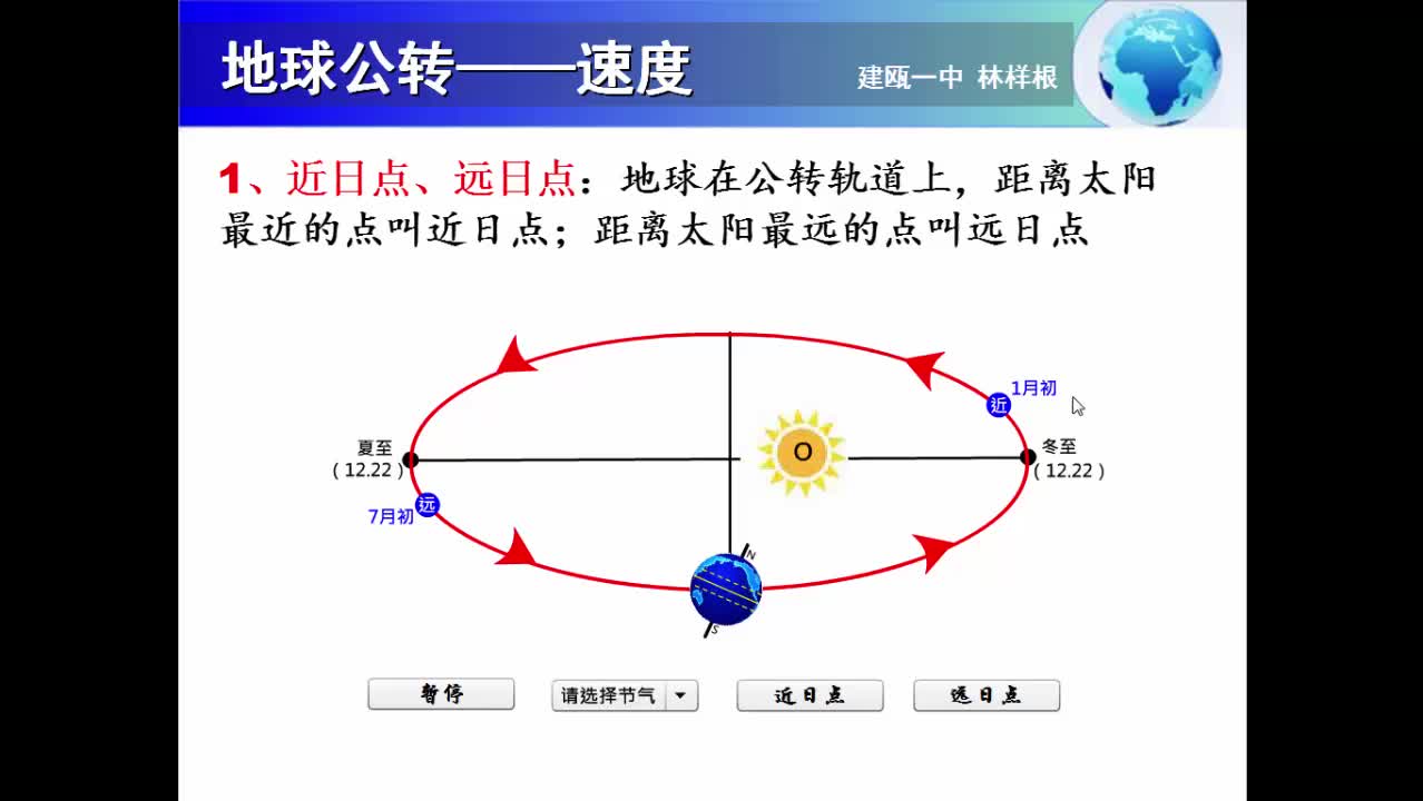 010,高中地理 系列微课《地球公转的速度》