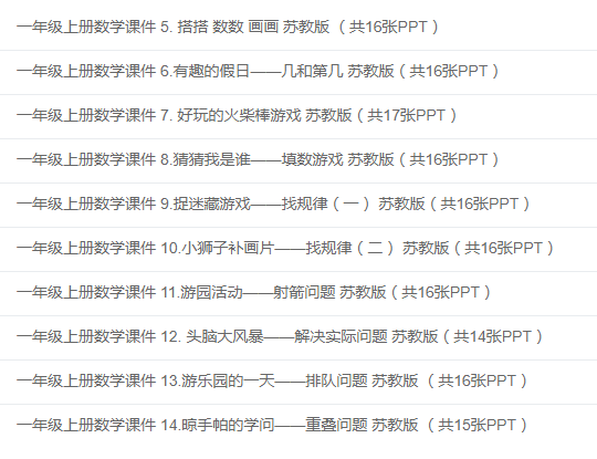 一年級數(shù)學(xué)上冊 校本課程課件  蘇教版  （共14份）