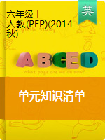 六年级上册英语素材-单元知识清单人教（PEP)(2014秋）